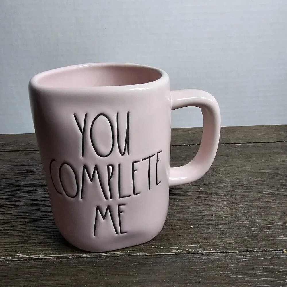 Rae Dunn Artisan You Complete Me Pastel Pink Valentine's Day Mug 2021 Farmhouse